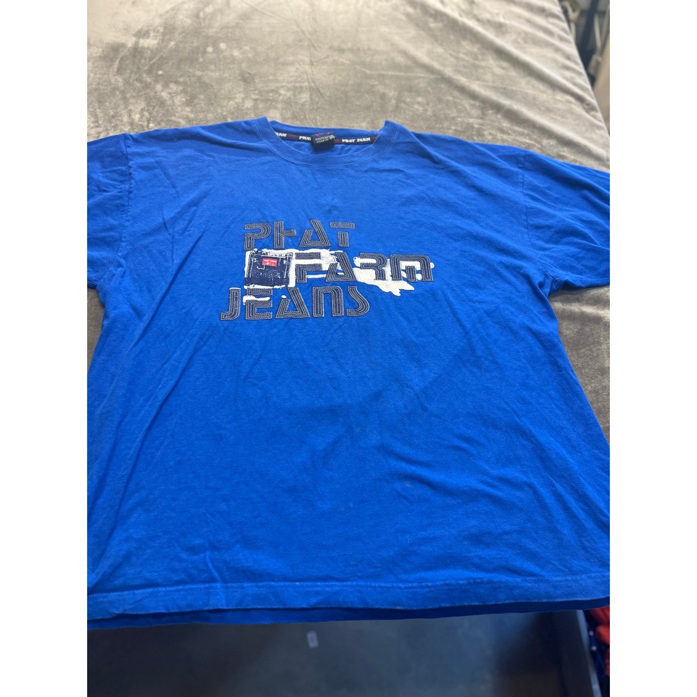 Phat Farm Jeans Mens XXXL Royal Blue Graphic T-Shirt Vintage Y2K Hip Hop‎ Tee